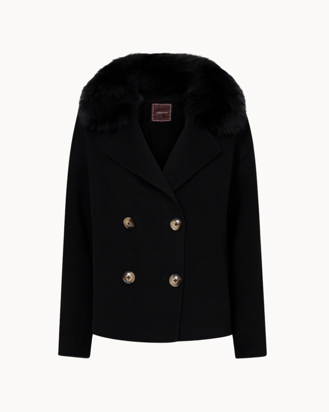 ジャケット・アウター Cashmere Double Breasted Coat 38 Double Button Cashmere Coat - Black – Alessa Clothing