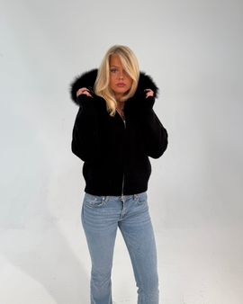 Fur Jacket Satin - Black