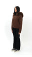 Fur Jacket Satin - Dark Brown