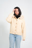 Button Up Faux Fur Satin Jacket - Beige