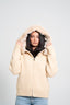 Faux Fur Satin Jacket - Beige