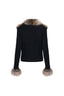 Ivory Fur Cardigan - Black