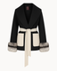 Belted Fur Cuff Coat – Ash Black & Bone