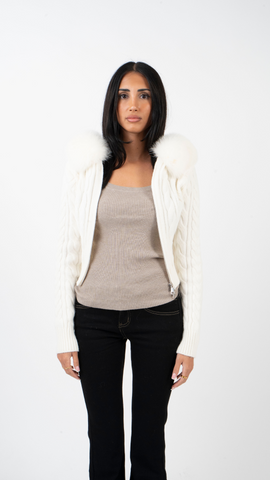 Knitted Cropped Fur Sweater