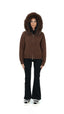 Fur Jacket Satin - Dark Brown