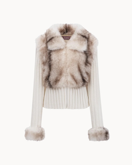 Ivory Fur Cardigan - White