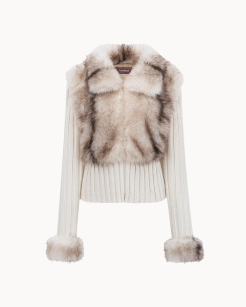 Ivory Fur Cardigan - White – Alessa Clothing