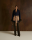 Belted Fur Cuff Coat – Navy/Camel