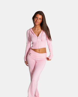 Pink Livia Ribbed Lounge Set