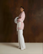 Belted Fur Cuff Coat – Powder Rose