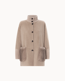 The Reem Mink Cashmere Coat - Sandstone