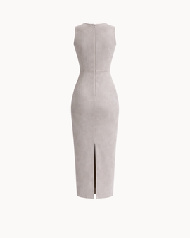 Sculpt kjole i semsket skinn
