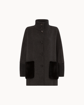 The Reem Mink Cashmere Coat - Charcoal