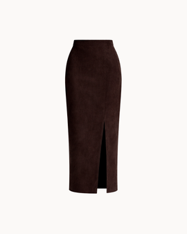 Suede Midi Skirt - Deep Espresso