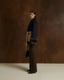 Belted Fur Cuff Coat – Navy/Camel