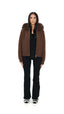 Fur Jacket Satin - Dark Brown