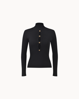 Sculpt Button Knit Top - Noir