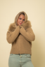 Faux Fur Sweater - Brown