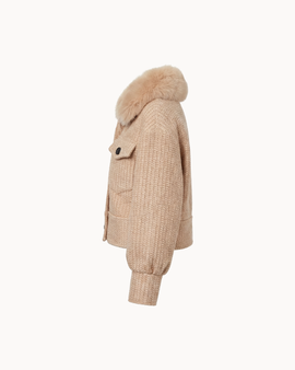Knappförsedd ulljacka – Beige