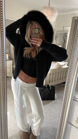 Fur Jacket Satin - Black
