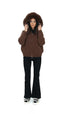Fur Jacket Satin - Dark Brown
