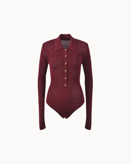 Camille Sculpt Bodysuit - Burgundy