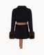 Belted Fur Cuff Coat – Navy/Camel