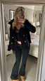 Double Button Cashmere Coat - Black