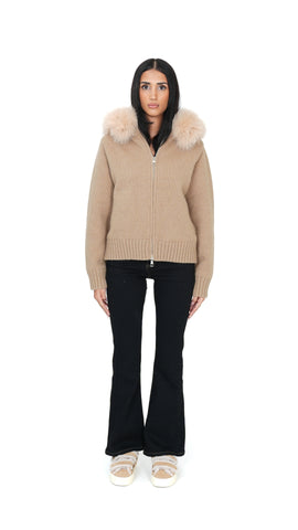 Fur Jacket Satin - Brown