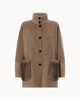 The Reem Mink Cashmere Coat - Taupe
