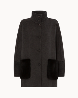 The Reem Mink Cashmere Coat - Charcoal