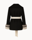 Belted Fur Cuff Coat – Ash Black & Bone