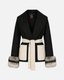 Belted Fur Cuff Coat – Ash Black & Bone – Cropped