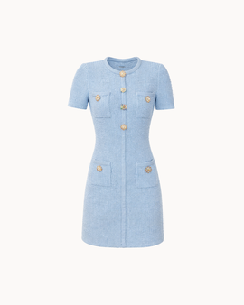 Céleste Tweed Mini Dress — Sky