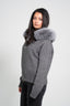 Faux Fur Satin Jacket - Grey