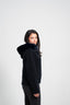 Faux Fur Satin Jacket - Black