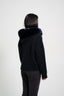 Faux Fur Satin Jacket - Black