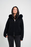 Faux Fur Satin Jacket - Black