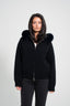Faux Fur Satin Jacket - Black