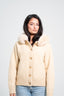 Button Up Faux Fur Satin Jacket - Beige