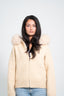 Faux Fur Satin Jacket - Beige