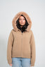 Faux Fur Satin Jacket - Brown