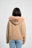 Faux Fur Satin Jacket - Brown