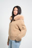 Faux Fur Satin Jacket - Brown