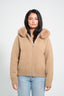 Faux Fur Satin Jacket - Brown