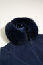 Fur Jacket Satin - Navy Blue