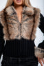 Ivory Fur Cardigan - Black