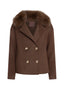 Double Button Cashmere Coat - Brown