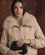 Cropped jacket in cashmere wool with fox fur collar