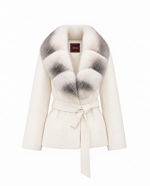 Bria kåpe med revepelskrage – Svart